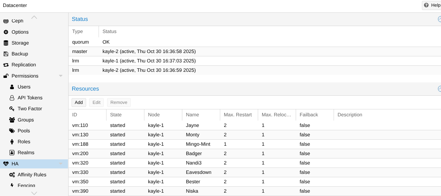 Proxmox HA configuration