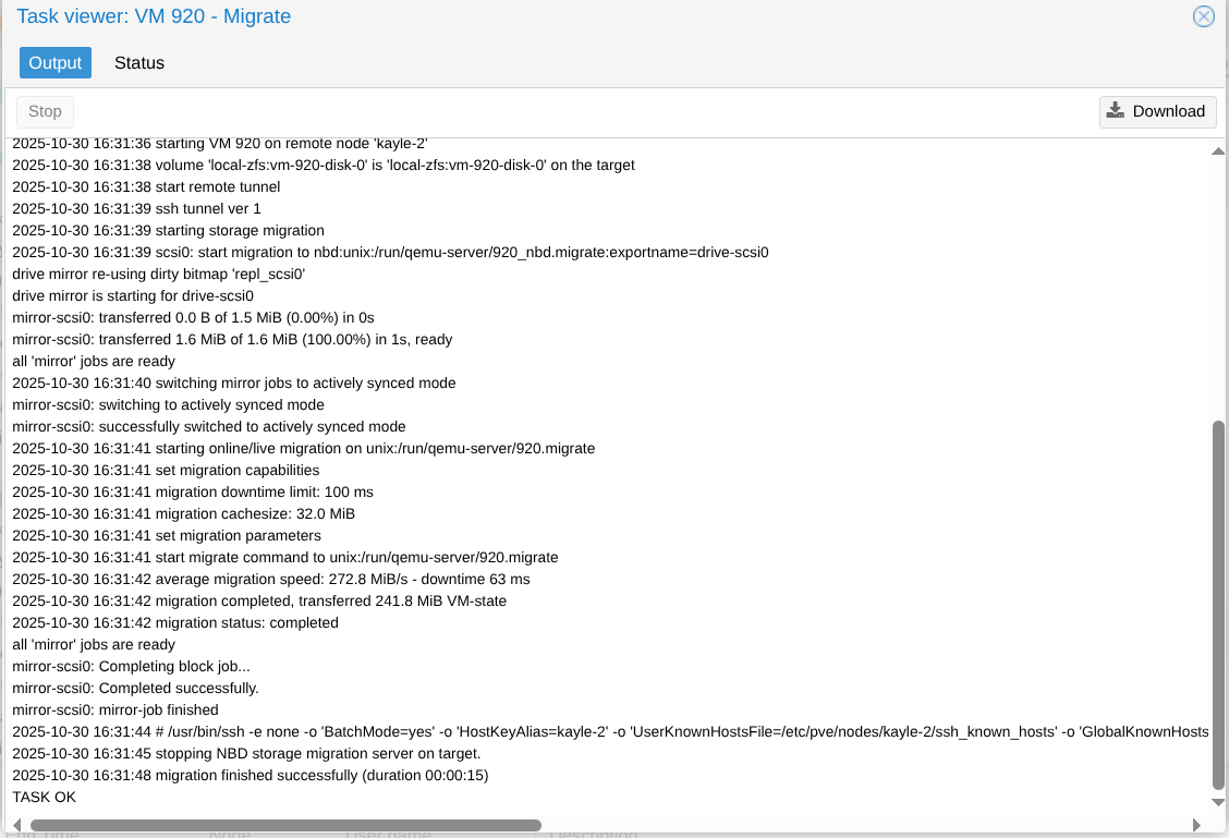Proxmox Live Migration