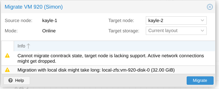 Proxmox Live Migration